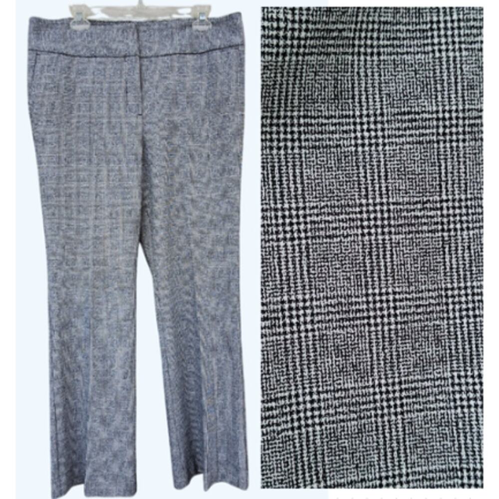 Ann Taylor Plaid Black White Straight Trouser Dress Pants Size 12 Career Office